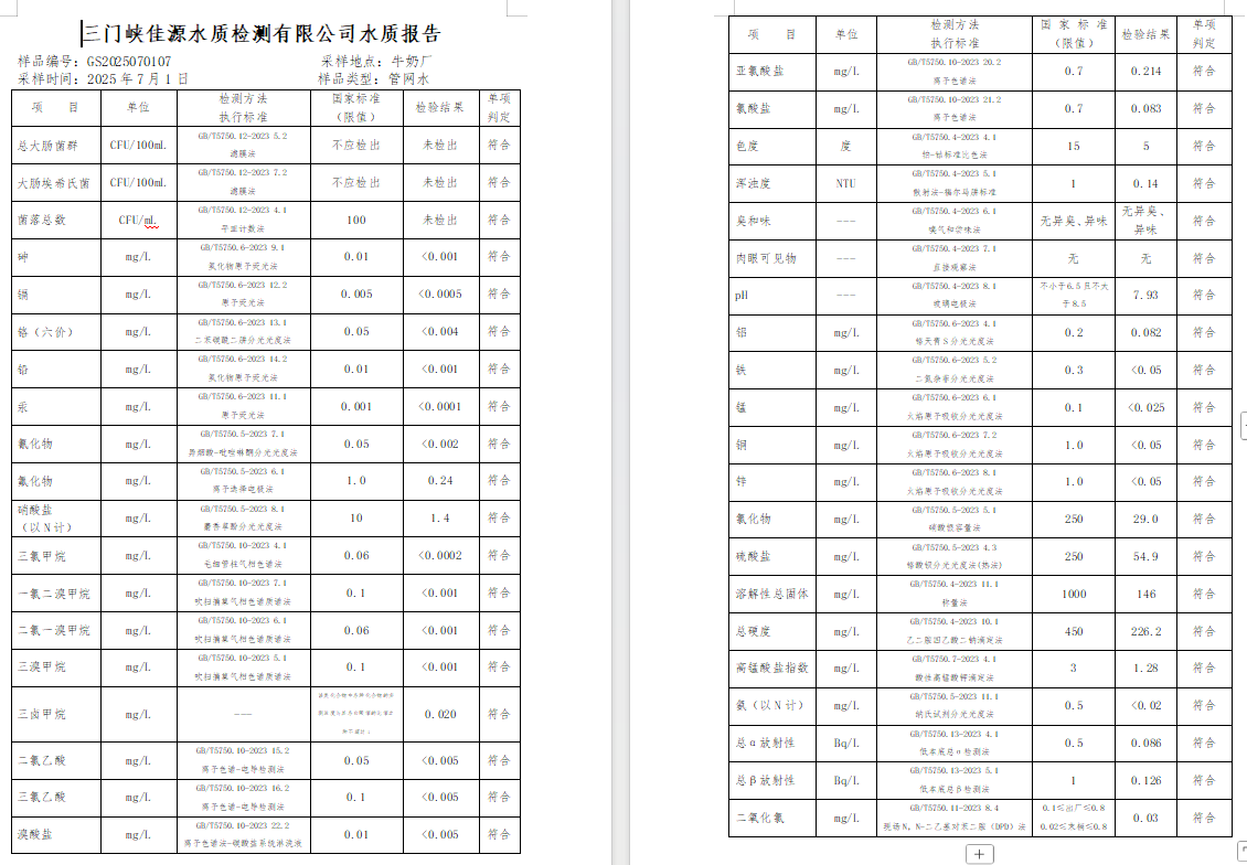 三門,峽市,供水,集團(tuán),有限,公司,出廠,水質(zhì), . 三門峽市供水集團(tuán)有限公司出廠水質(zhì)信息（2025年7月）